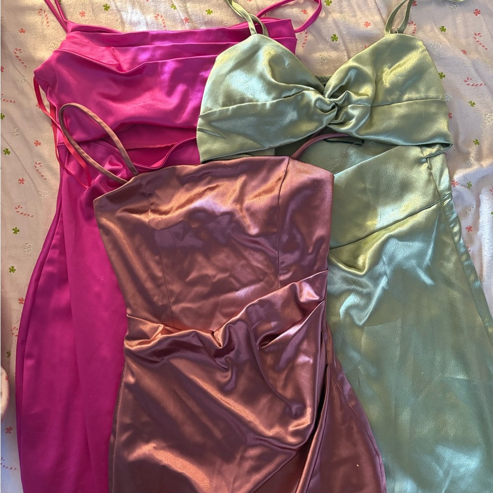 Windsor Women's Midi Dresses in Vibrant Pink, Soft Green, and Shimmering Bronze